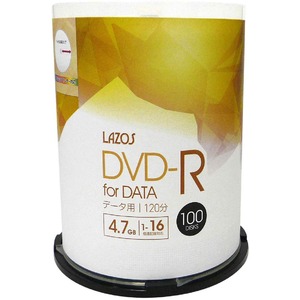 LAZOS DVD-RメディアDATA用16倍速100枚スピンドル【×5個セット】 L-DD100P-5p