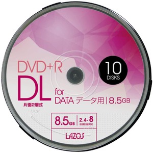 LAZOS DVD+R DL 8.5GB for DATA 8倍速対応 10枚組スピンドルケース入【×20個セット】 L-DDL10P-20P