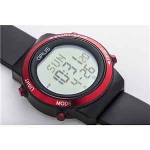 GRUS(グルス) 腕時計 認知症予防 歩幅計測 ウォーキングウォッチ レッド×ブラック GRS001-01 商品写真2