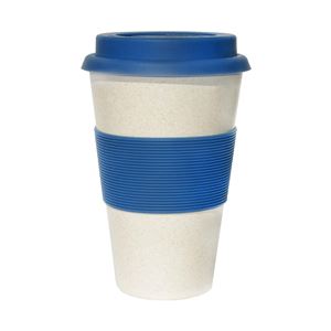 Ecoffee Cup（エコーヒー カップ） カップ ソーサー 繰り返し使える 環境に優しい バンブーファイバー 400ml Blue Nature [600 101]