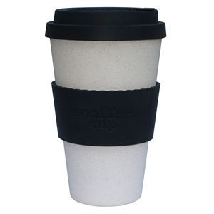 Ecoffee Cup（エコーヒー カップ） カップ ソーサー 繰り返し使える 環境に優しい バンブーファイバー 400ml Black Nature [600 129]