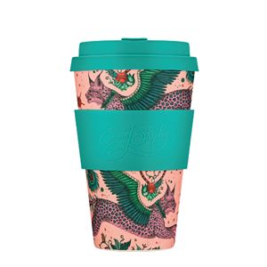 Ecoffee Cup（エコーヒー カップ） カップ ソーサー 繰り返し使える 環境に優しい バンブーファイバー 400ml LYNX [650 510］