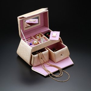 ジュエリーボックス/宝石箱 【バッグ型】 ミラー/引き出し収納付き TR2118 ピンク 商品写真3