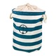 ランドリーバスケット /洗濯物入れ 【ラウンド型 マリン ボーダー】 ブルー 布/ファブリック製 16-600 - 縮小画像1