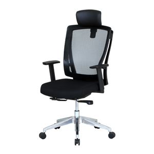 メッシュバックチェア ブラック 【幅650×奥行650～880×高さ1090～1245mm】 組立品【代引不可】