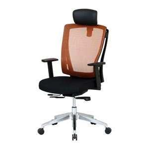 メッシュバックチェア オレンジ 【幅650×奥行650～880×高さ1090～1245mm】 組立品【代引不可】