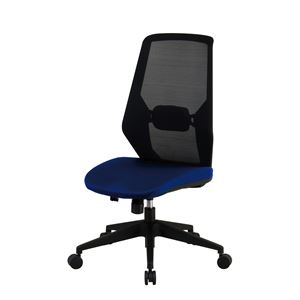 オフィスチェア メッシュ張り ブルー 【幅490×奥行580×高さ965～1040mm】 組立品（肘・ヘッドレスト別売り）【代引不可】