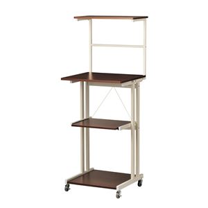 レンジワゴンハイタイプ ブラウン 【幅600×奥行535 ×高さ1560mm】 組立品【代引不可】