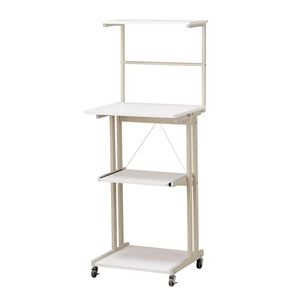 レンジワゴンハイタイプ ホワイト 【幅600×奥行535 ×高さ1560mm】 組立品【代引不可】