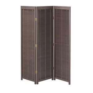 和モダン 衝立/パーテーション 【3連 ブラウン 幅450×奥行25×高さ1720mm×3枚】 木製 桐塗装 銅製丁番 完成品 〔リビング〕【代引不可】
