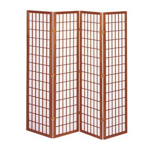 和風衝立/パーテーション 【4連 ブラウン 幅450×奥行20×高さ1800mm×4枚】 木製 スチール 不織布 完成品 〔リビング 和室〕【代引不可】