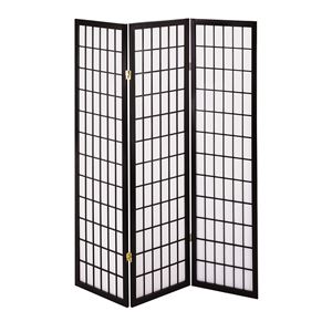和風衝立/パーテーション 【ブラック 幅450×奥行20×高さ1500mm×3枚】 木製 スチール 不織布 完成品 〔リビング 和室〕【代引不可】