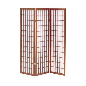 和風衝立/パーテーション 【ブラウン 幅450×奥行20×高さ1500mm×3枚】 木製 スチール 不織布 完成品 〔リビング 和室〕【代引不可】