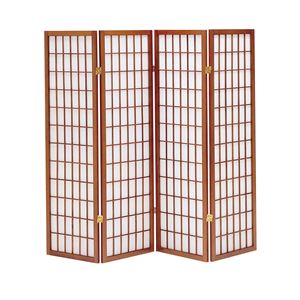 和風衝立/パーテーション 【ブラウン 幅450×奥行20×高さ1500mm×4枚】 木製 スチール 不織布 完成品 〔リビング 和室〕【代引不可】