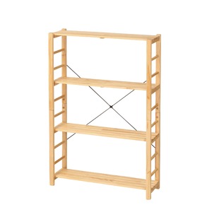 フリーラック薄型4段 ナチュラル 組立品【代引不可】
