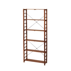 フリーラック薄型6段 ブラウン 組立品【代引不可】