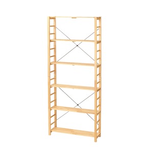 フリーラック薄型6段 ナチュラル 組立品【代引不可】