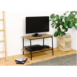 テレビ台/テレビボード 【ブラウン】 幅600mm スチールフレーム 天板 棚板付き 〔リビング ダイニング〕 組立品【代引不可】