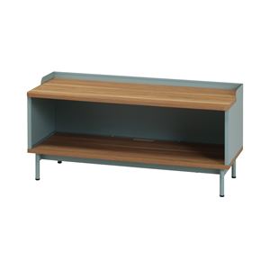 ローボード/テレビ台 【グリーン】 幅900×奥行370×高さ440mm 天板 棚板 脚付き 〔リビング ダイニング〕 組立品【代引不可】