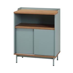 サイドボード/収納棚 【グリーン】 幅650×奥行370×高さ820mm スチールフレーム 扉棚板 脚付き 〔リビング〕 組立品【代引不可】
