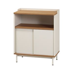 サイドボード/収納棚 【ホワイト】 幅650×奥行370×高さ820mm スチールフレーム 扉棚板 脚付き 〔リビング〕 組立品【代引不可】