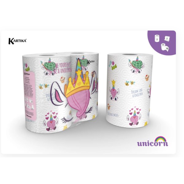 キッチンペーパー 【ユニコーン柄 2P×3個セット】 イタリア製 〔キッチン用品 台所用品〕