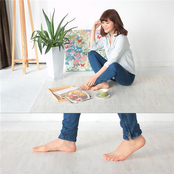 やさしいジョイントマット ナチュラル 約8畳(36枚入)本体 ラージサイズ(60cm×60cm) ホワイトウッド(白 木目調) 〔大判 クッションマット カラーマット 赤ちゃんマット〕