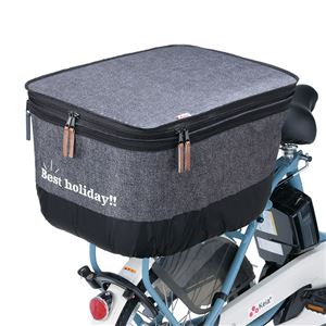 自転車 後 かごカバー 厚手タイプ 〔 後 カゴカバー デニムチャコールグレー 〕 2段式 撥水加工 両開きタイプ ひったくり防止