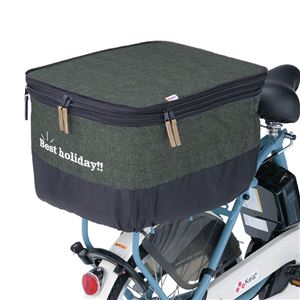 自転車 後 かごカバー 厚手タイプ 〔 後 カゴカバー デニムカーキ 〕 2段式 撥水加工 両開きタイプ ひったくり防止