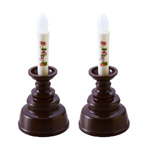 安心の絵ろうそくミニ 2個組 約直径4.3×高さ10cm 重量約17g 日本製 LED 小型 携帯便利 電池寿命 連続使用60時間 仏壇 お墓参り