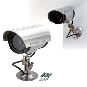 防犯ダミーカメラ LEDランプ付き 電池式 首振り角度調整可 (防犯対策) 商品写真1