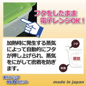 楽ちんパック角型(保存容器) 【6点セット】 日本製 商品写真2