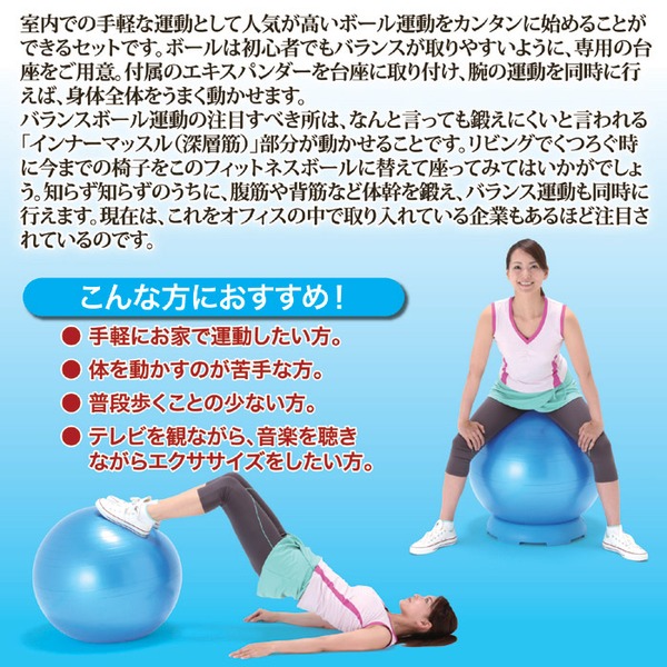 バランスボール/アクティブシェイプボール 【台座・エキスパンダー付き】 直径65cm