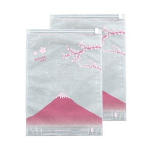 らくらく圧縮袋/旅行グッズ 【2枚セット】 36cm×50cm 和柄 日本製 『SAKURA JAPAN赤富士』 - 拡大画像