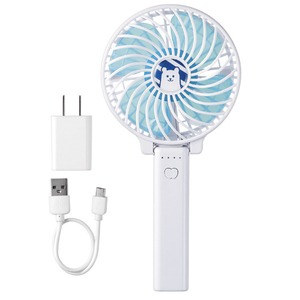 折りたたみ式 ポータブルファン 【約幅10.5cm】 USBケーブル ACアダプター対応 LEDライト付き 180度角度調節 〔オフィス 会社〕