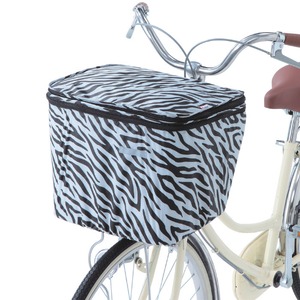 2段式 自転車カゴカバー/自転車用品 【前カゴカバー 両開き ゼブラ】 撥水加工 ポリエステル100％ 自転車専用