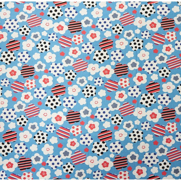 ｃｏｃｏ−ｃｌｏｔｈ大判クロス　ポップ梅　ブルー