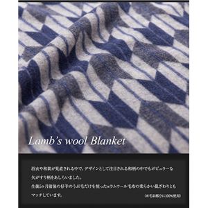 ニッケ 日本製 ラムウール毛布(毛羽部分100%)矢がすり和柄 シングル ネイビー 商品写真2