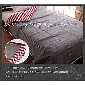 ニッケ 日本製 ラムウール毛布(毛羽部分100%) リバーシブル シングル ネイビー 商品写真5