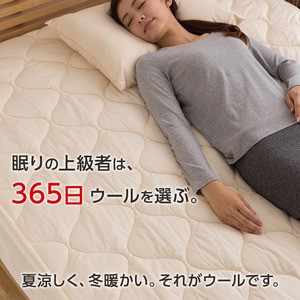 日本製 洗えるウール100%敷パッド(消臭 吸湿) シングルロング(100x210cm) ベージュ 商品写真2