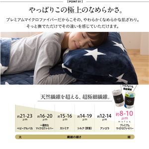 mofua プレミアムマイクロファイバー枕カバー 星柄 43×90cm ネイビー 商品写真2