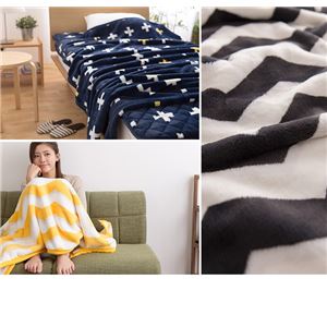 mofua プレミアムマイクロファイバー毛布plus ジャギー柄 マルチ(140×100) イエロー 商品写真3