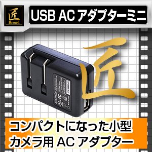 【防犯用】USB ACアダプター ミニ5V1000mA（匠ブランド）小型カメラ用 - 拡大画像