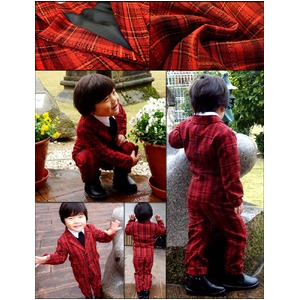 子供 スーツ 男の子 キッズスーツ 3点セット (レッドチェックスーツ(XS) 95) 子供服  商品写真5