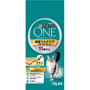 （まとめ）ピュリナワン キャット 健康マルチケア 11歳以上 チキン 750g【×12セット】【猫用フード/ペット用品】