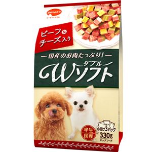 (まとめ）ビタワン君のWソフト ビーフ・チーズ入り 330g （ペット用品・犬フード)【×18セット】