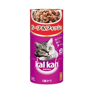 (まとめ）カルカン ハンディ缶 1歳から ビーフ＆フィッシュ 160g×3P （ペット用品・猫フード)【×18セット】