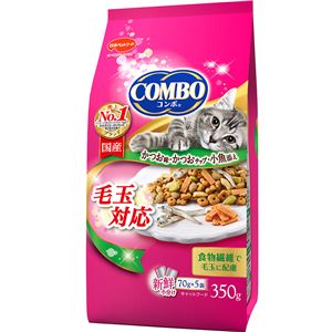 (まとめ）コンボ キャット 毛玉対応 かつお味・かつおチップ・小魚添え 350g （ペット用品・猫フード)【×12セット】