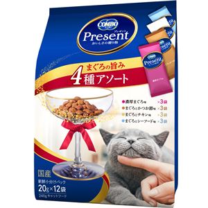 (まとめ）コンボ プレゼント キャット ドライ まぐろの旨み 4種アソート 240g （ペット用品・猫フード)【×12セット】