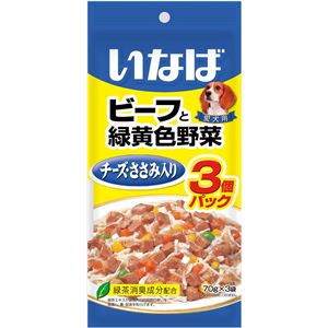 （まとめ）いなば ビーフと緑黄色野菜チーズ・ささみ入り 70g×3個パック (ペット用品・犬フード)【×16セット】